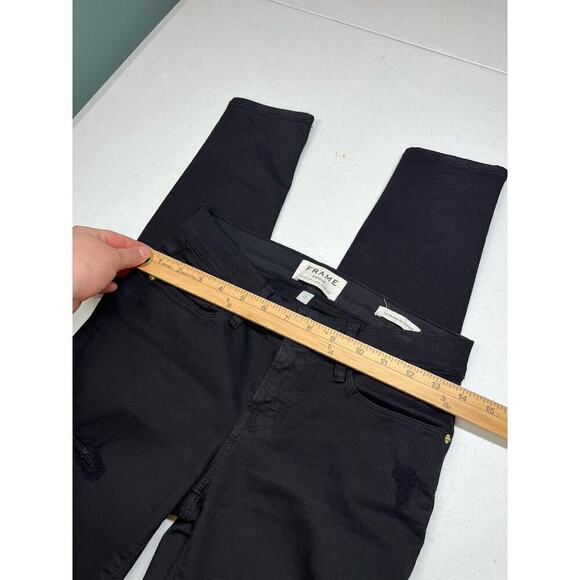 Frame Denim Le Skinny De Jeanne Distressed High Rise Black Jean Size 25 - Picture 5 of 8